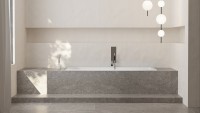 Ванна из искусственного камня Salini Cascata Kit S-Stone 170x70 см, встраиваемая, матовая белая, на ножках, с донным клапаном