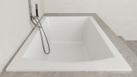 Ванна из искусственного камня Salini Cascata Kit S-Stone 170x70 см, встраиваемая, матовая белая, на ножках, с донным клапаном