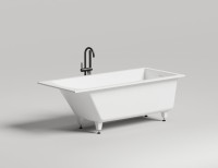Ванна из искусственного камня Salini Cascata Kit S-Stone 170x70 см, встраиваемая, матовая белая, на ножках, с донным клапаном