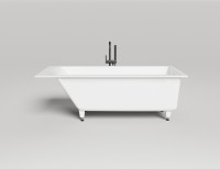 Ванна из искусственного камня Salini Cascata Kit S-Stone 170x70 см, встраиваемая, матовая белая, на ножках, с донным клапаном