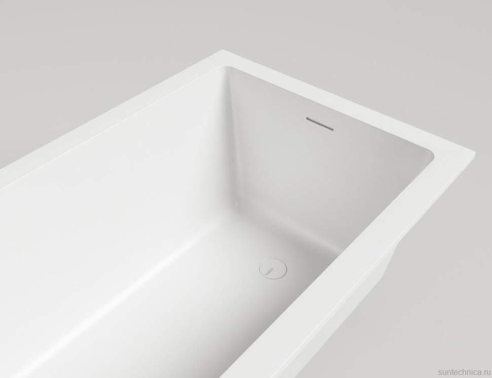 Ванна из искусственного камня Salini Cascata Kit S-Stone 170x70 см, встраиваемая, матовая белая, на ножках, с донным клапаном