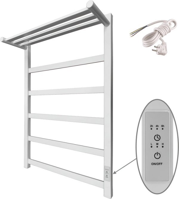 Полотенцесушитель электрический Маргроид Вид 81-10 профильный 80x50 с полкой, белый матовый