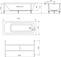 Акриловая ванна Triton Ника 170x75 см, пристенная, белая, с каркасом