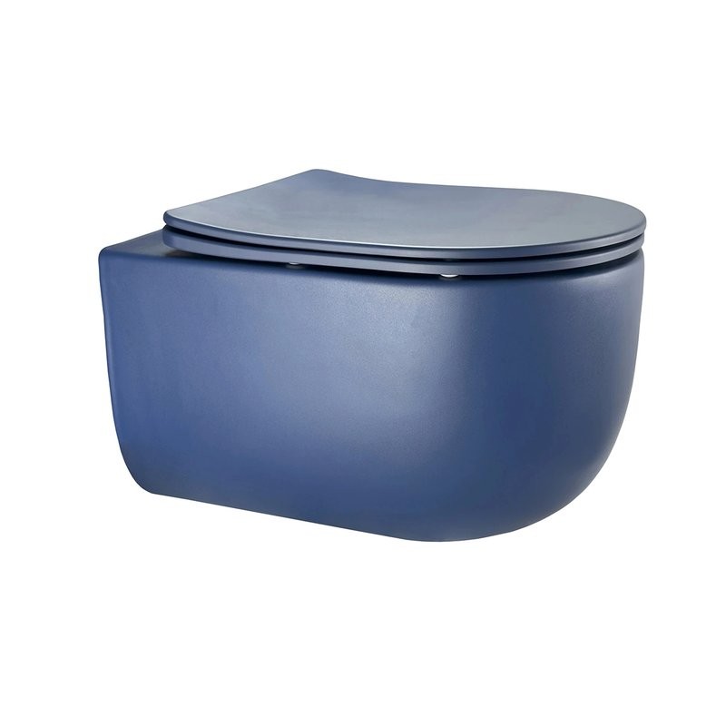 Унитаз подвесной GID Tornado Tr2133TF-BUM безободковый, с микролифтом, матовый синий