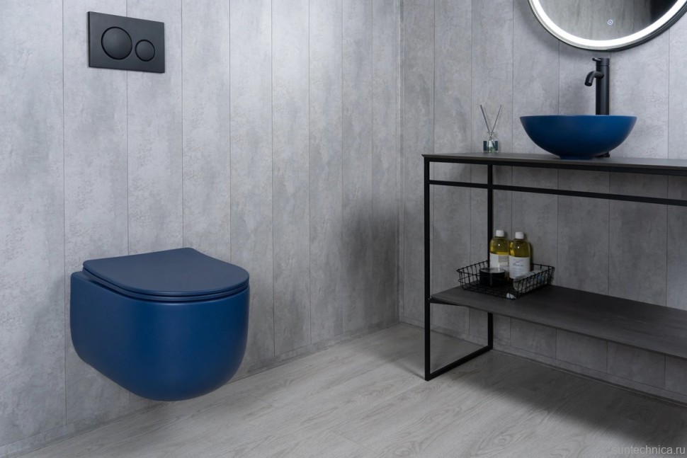 Унитаз подвесной GID Tornado Tr2133TF-BUM безободковый, с микролифтом, матовый синий