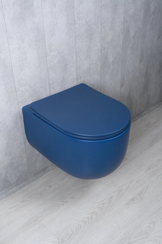 Унитаз подвесной GID Tornado Tr2133TF-BUM безободковый, с микролифтом, матовый синий