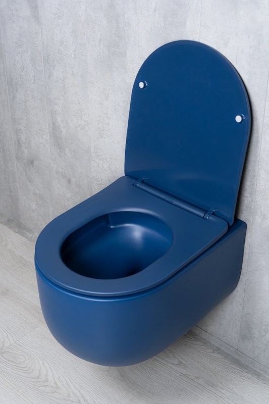 Унитаз подвесной GID Tornado Tr2133TF-BUM безободковый, с микролифтом, матовый синий