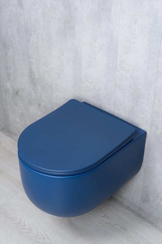 Унитаз подвесной GID Tornado Tr2133TF-BUM безободковый, с микролифтом, матовый синий