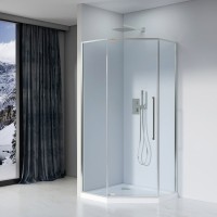 Душевой уголок Black&White Stellar Wind S815 CC 100х100, профиль хром, стекло прозрачное