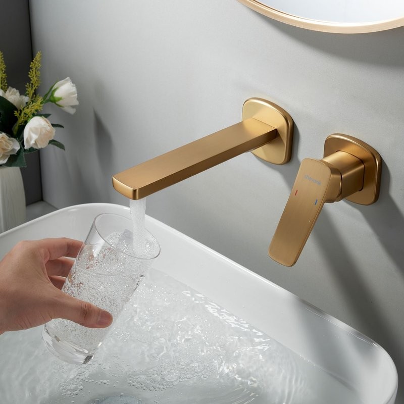 Смеситель для раковины/умывальника встраиваемый Shevanik S9941G, золотой сатин