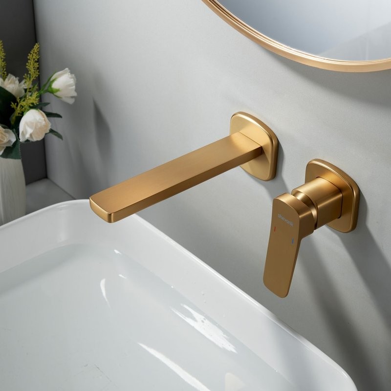 Смеситель для раковины/умывальника встраиваемый Shevanik S9941G, золотой сатин