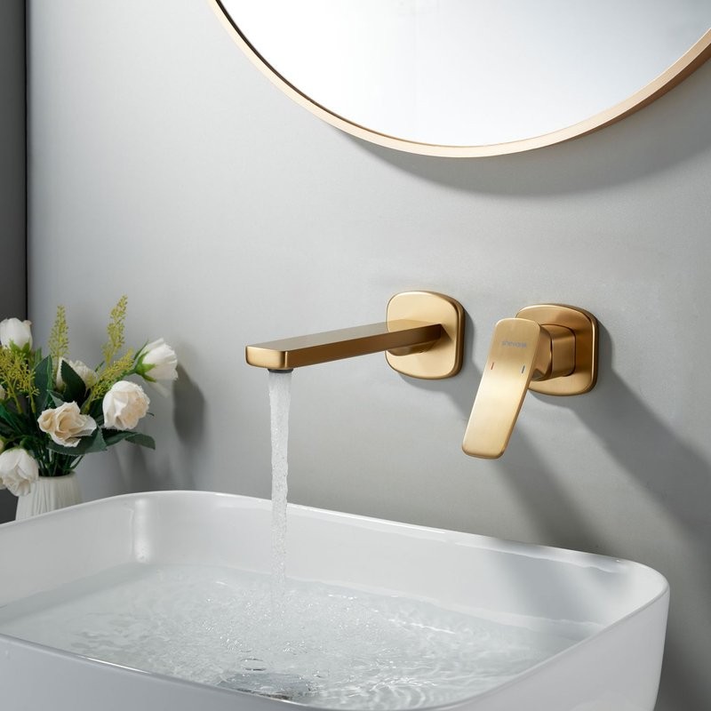 Смеситель для раковины/умывальника встраиваемый Shevanik S9941G, золотой сатин