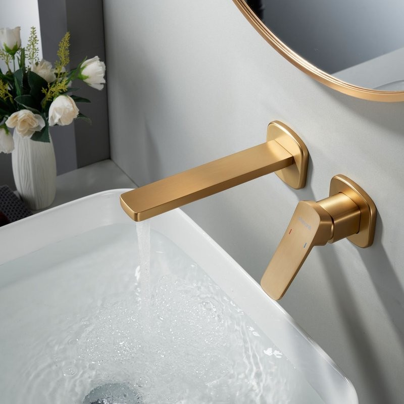 Смеситель для раковины/умывальника встраиваемый Shevanik S9941G, золотой сатин