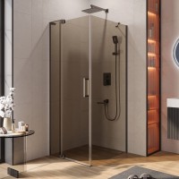 Душевой уголок Cezares Slider AH 1 80-80/90 BR GM профиль оружейная сталь, стекло бронза