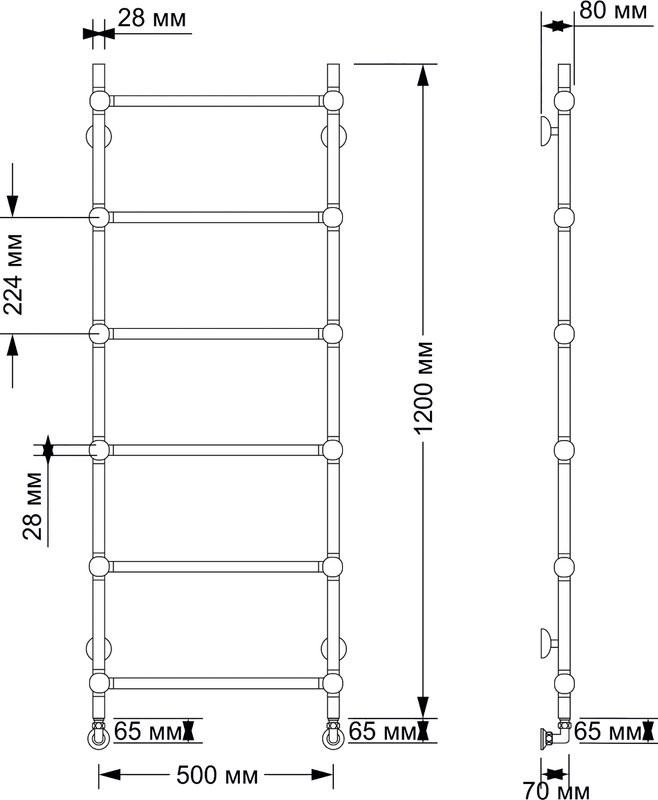 Полотенцесушитель водяной Secado Флоренция 1 125x55 см, бронза, лесенка, латунь