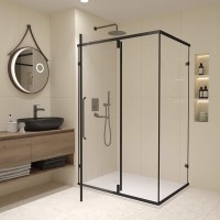 Душевой уголок RGW Classic CL-046-B 100х80x185, профиль матовый черный, стекло прозрачное