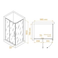 Душевой уголок RGW Classic CL-046-B 100х80x185, профиль матовый черный, стекло прозрачное