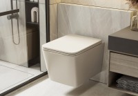 Унитаз подвесной Abber Bequem AC1201MBE безободковый, с микролифтом, матовый светло-бежевый