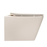 Унитаз подвесной Abber Bequem AC1201MBE безободковый, с микролифтом, матовый светло-бежевый