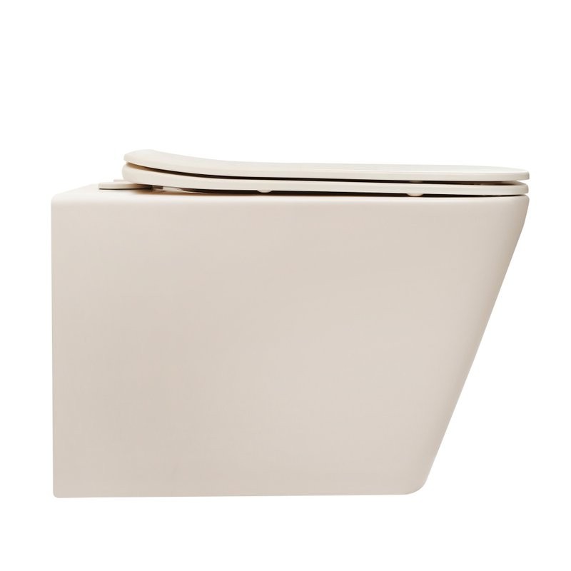 Унитаз подвесной Abber Bequem AC1201MBE безободковый, с микролифтом, матовый светло-бежевый