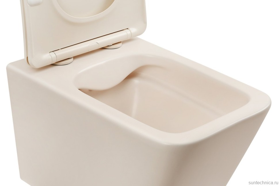 Унитаз подвесной Abber Bequem AC1201MBE безободковый, с микролифтом, матовый светло-бежевый