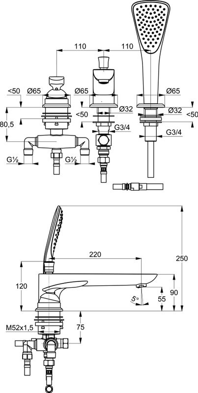 Смеситель на борт ванны Kludi Balance 524470575