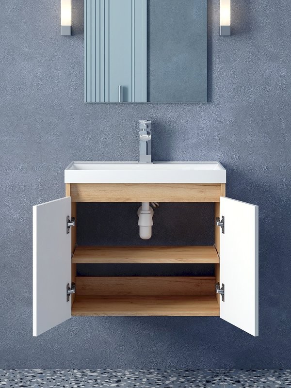 Тумба под раковину без столешницы Corozo Блисс 60 подвеная, дуб крафт