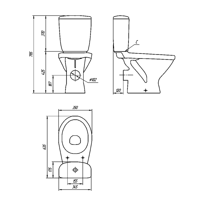 Унитаз-компакт напольный Cersanit Melar 031 3/6 DPL EO slim 64234 с микролифтом