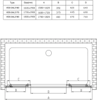Душевая дверь в нишу Vincea Alpha VDS-3AL2170CL 170 см, стекло прозрачное, хром
