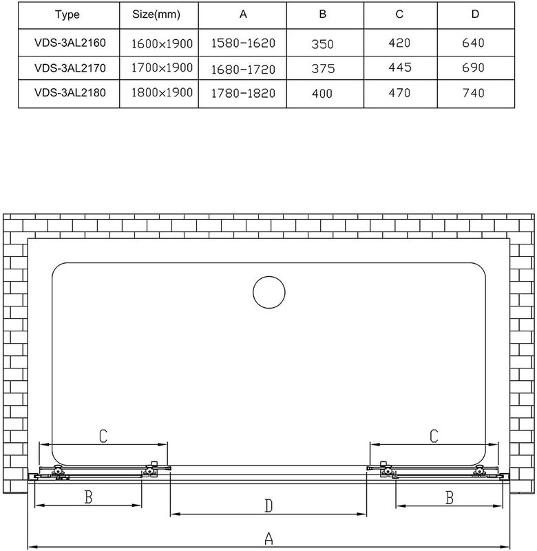 Душевая дверь в нишу Vincea Alpha VDS-3AL2170CL 170 см, стекло прозрачное, хром