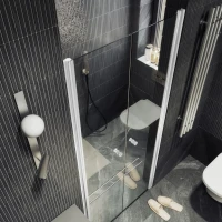 Душевая дверь в нишу Maybahglass MGD-422-1 80 см, профиль матовый белый, стекло прозрачное