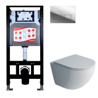 Комплект Унитаз подвесной Esbano Gardena-49T + Инсталляция Fram + Кнопка Хром глянцевый