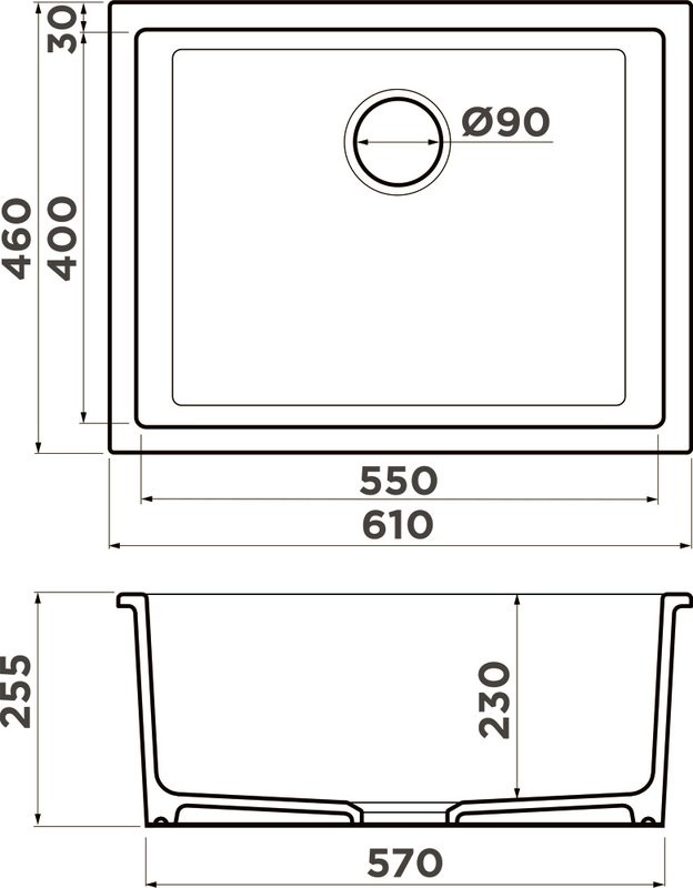 Мойка кухонная Omoikiri Okinoshima 61-U/I-BL черная