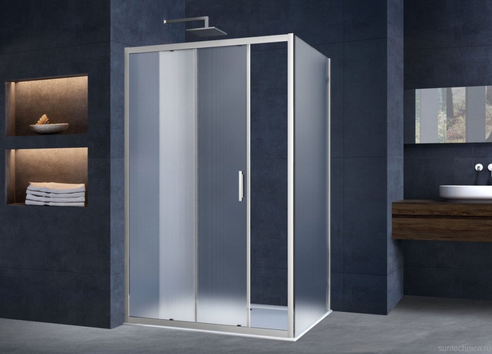 Душевой уголок Vincea Alpha VSR-3AL9015MT 150х90 см, профиль хром, стекло текстурное