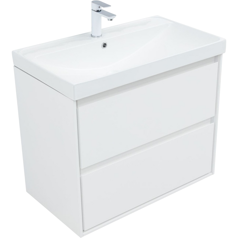 Тумба с раковиной Aquanet Милан 80 подвесная, белая глянцевая