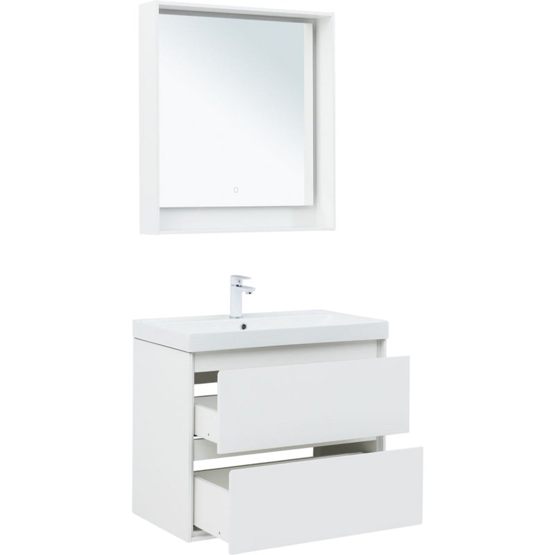 Тумба с раковиной Aquanet Милан 80 подвесная, белая глянцевая