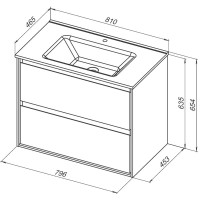 Тумба с раковиной Aquanet Милан 80 подвесная, белая глянцевая