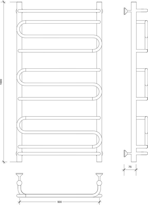 Полотенцесушитель водяной Secado Валенсия 2 100x55 см, глянцевый хром, лесенка