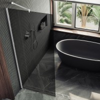 Душевая перегородка Maybahglass MGD-1355-1ш 99 см, профиль белый, стекло графит