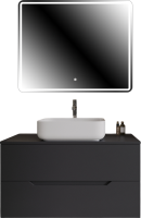 Мебель для ванной комнаты Orange Line 100 подвесная, 2 ящика, матовый графит с раковиной B05-500W