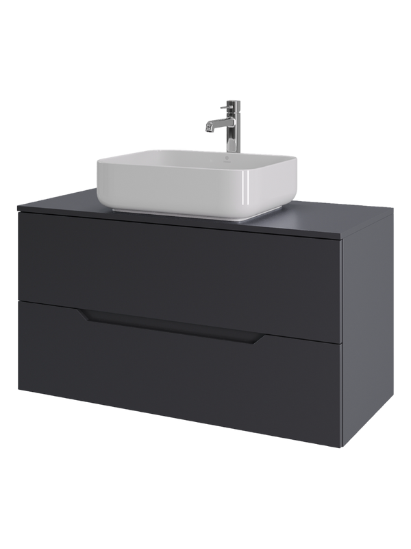 Мебель для ванной комнаты Orange Line 100 подвесная, 2 ящика, матовый графит с раковиной B05-500W