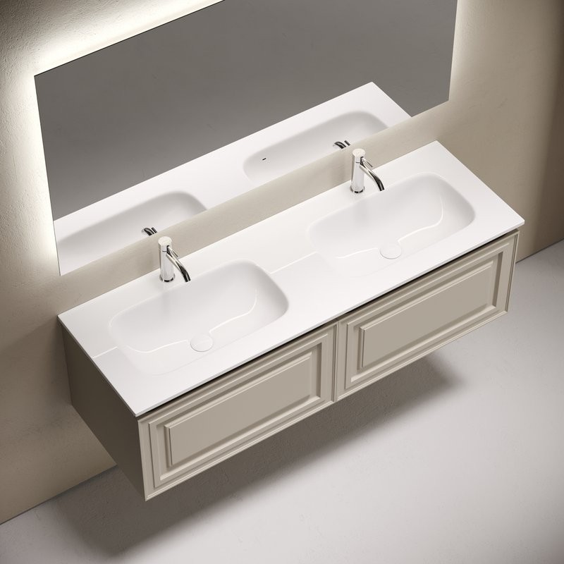 Тумба с раковиной Sancos Very 140 подвесная, beige soft, раковина CN7022