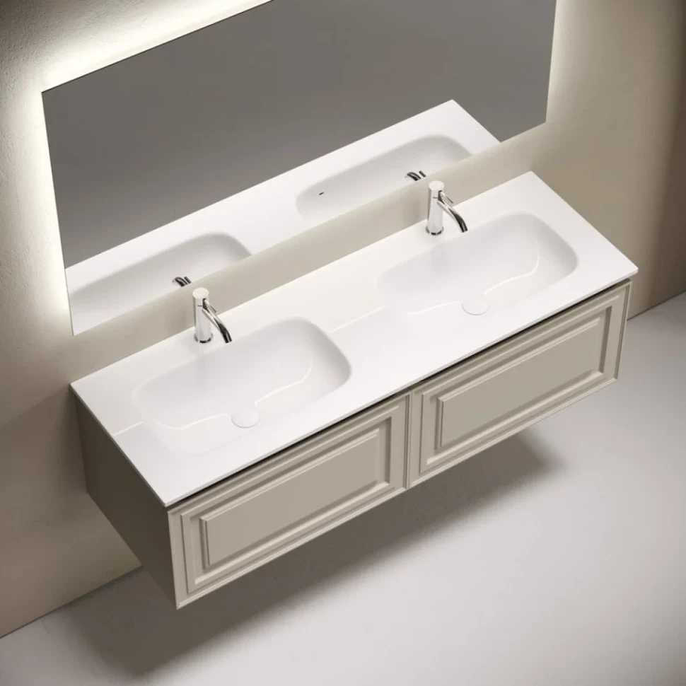 Тумба с раковиной Sancos Very 140 подвесная, beige soft, раковина CN7022