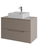 Тумба с раковиной Orange Line 80 подвесная, 2 ящика, матовый латте с раковиной B04-405W