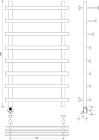 Полотенцесушитель электрический Secado Понтида 7 СП, L 100x60 см, подключение слева, матовый черный, лесенка, с полкой