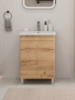 Тумба с раковиной SanStar Модена 50 напольная, дуб крафт золотой