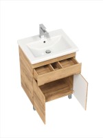 Тумба с раковиной SanStar Модена 50 напольная, дуб крафт золотой