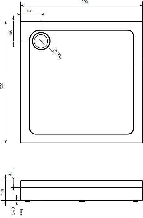 Поддон для душа Bas Форум 90x90