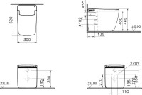 Умный унитаз напольный VitrA V-Care Prime 7232B403-6217 безободковый, с биде и микролифтом