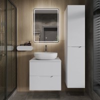 Тумба с раковиной Orange Line 60 подвесная, 2 ящика, матовая белая с раковиной B05-480W